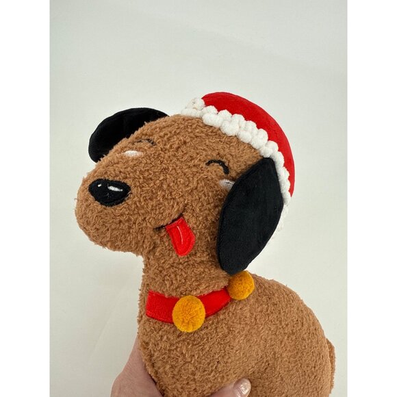 Dog Shaped Toss Pillow Christmas Decor By Wondershop 14.5" x 10" Santa Hat New - Picture 2 of 5